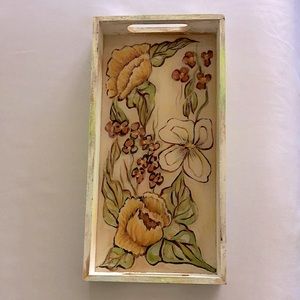 GOLDEN FLOWERS WOOD TRAY